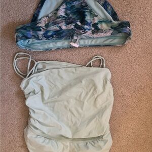 Blue and Green Swimsuit Set